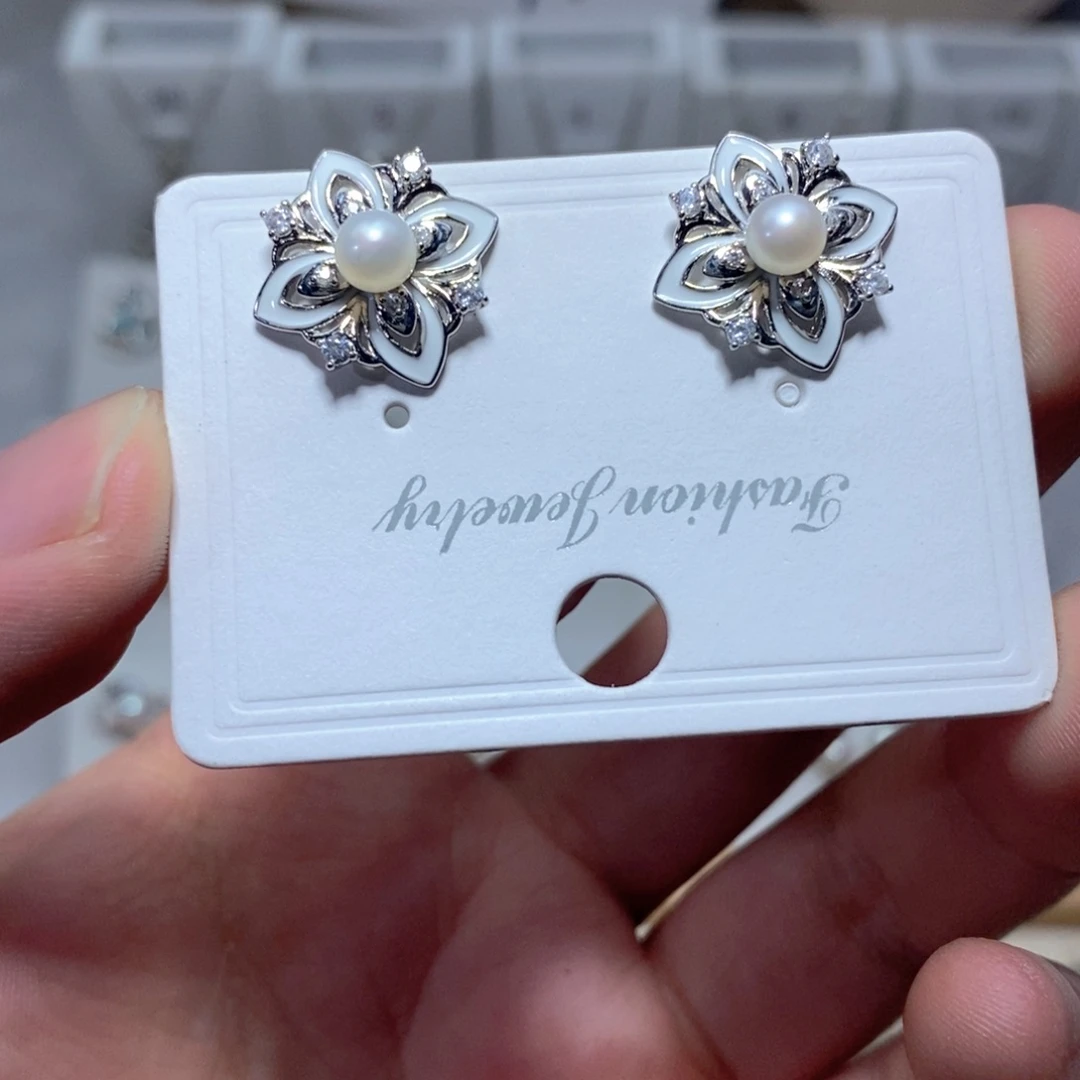 银S925镶嵌淡水珍珠耳饰
