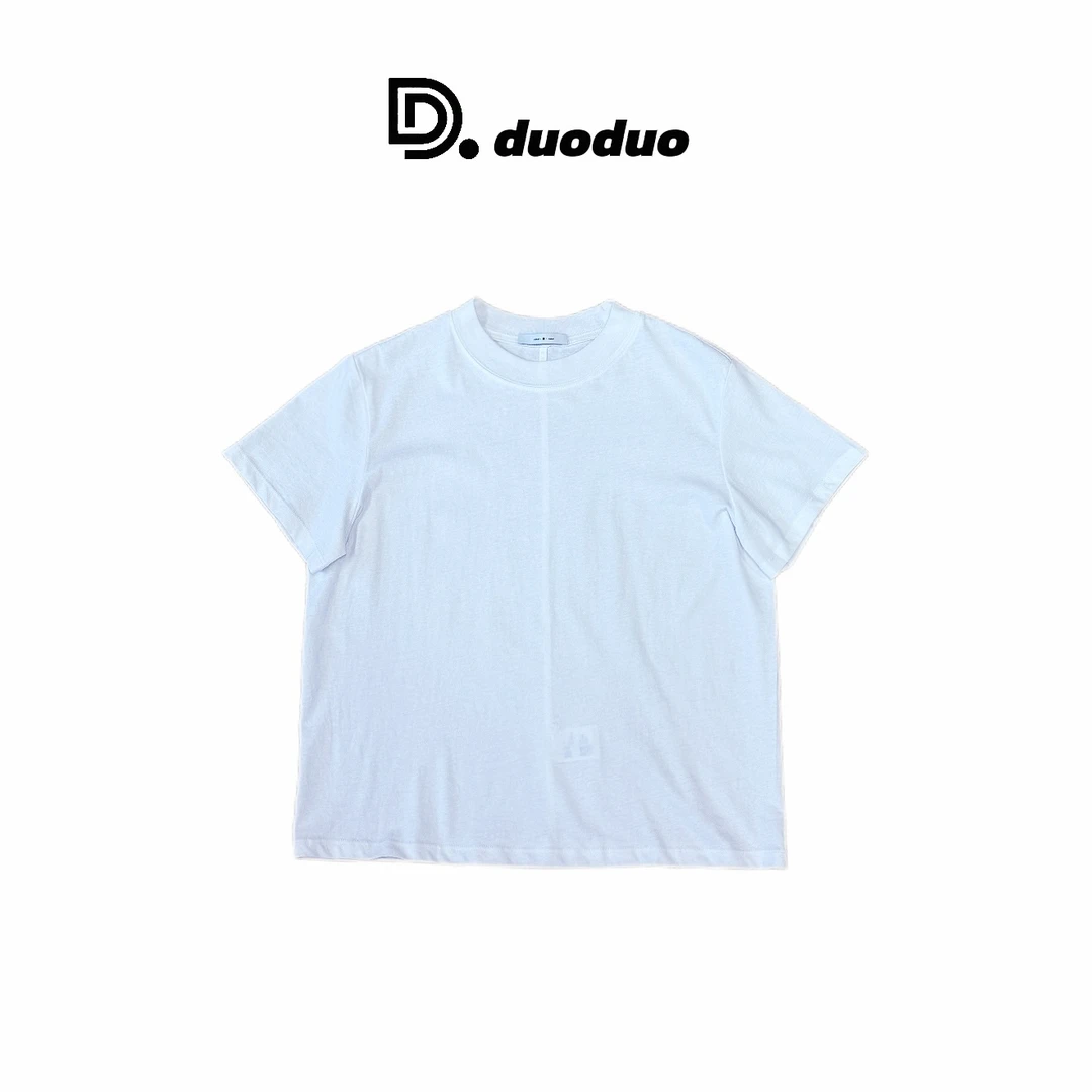 朵朵+ 25年新款纯色休闲百搭圆领打底短袖