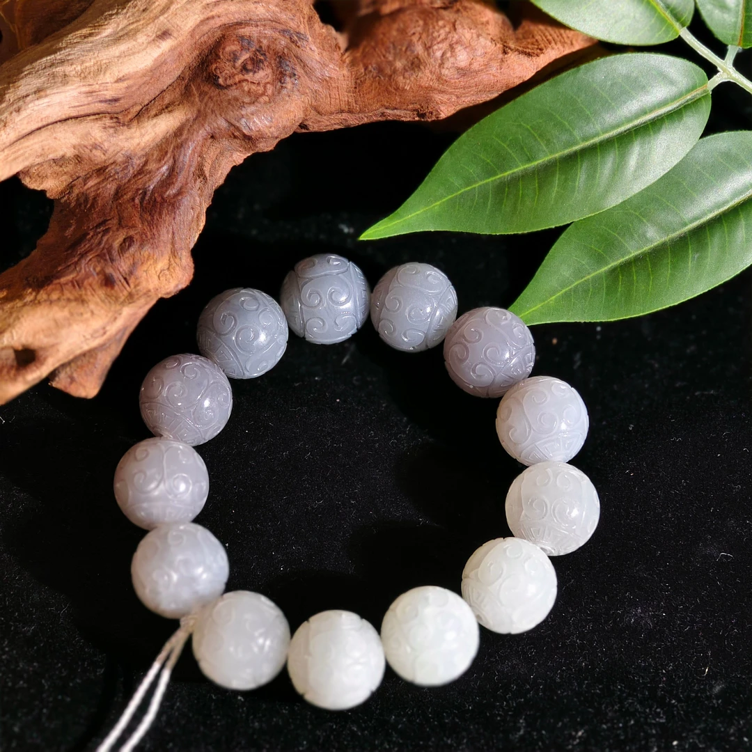 和田玉如意纹精工帝王烟紫渐变8097L