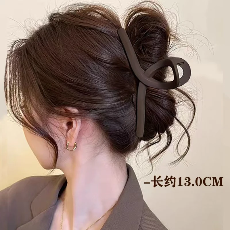 美拉德咖色磨砂抓夹女高级感盘发发夹后脑勺大号发量多鲨鱼夹头饰