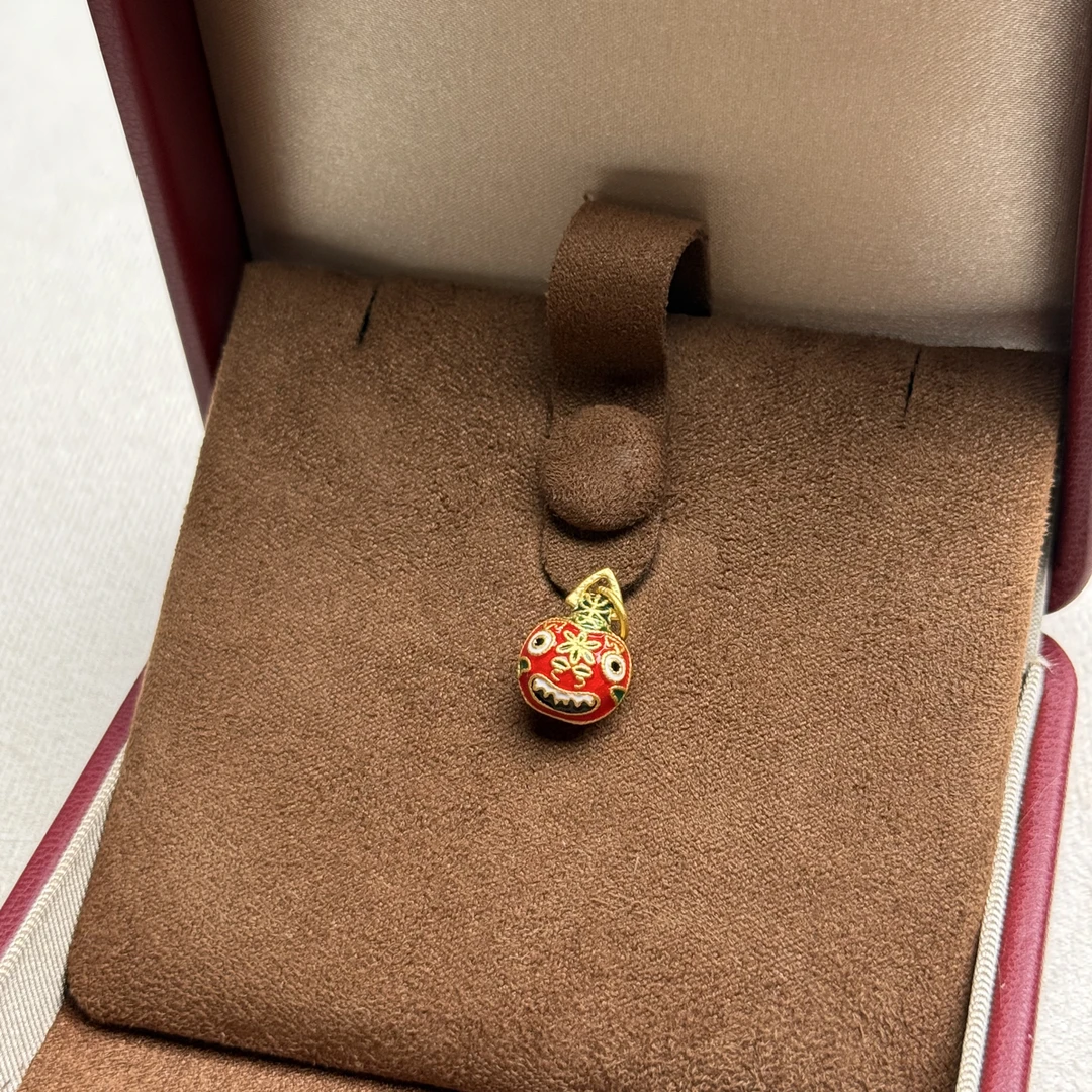 【美奢经典】足金999吞金兽吊坠挂件diy烧蓝珐琅手链项链首饰品材料