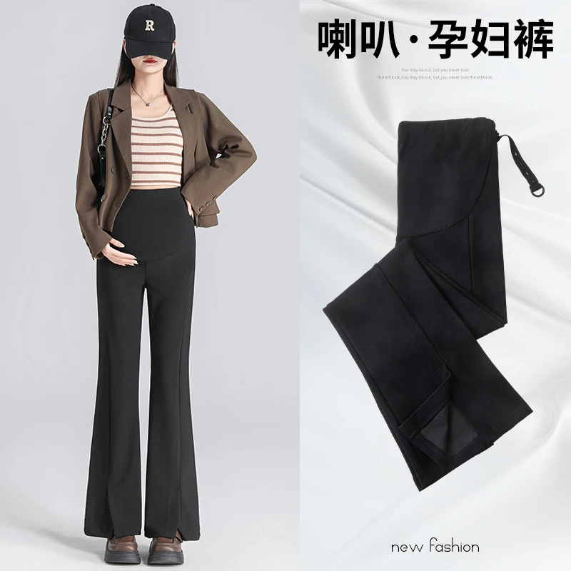 孕妇弹力西裤喇叭裤外穿职业裤休闲修身孕妇裤托腹裤
