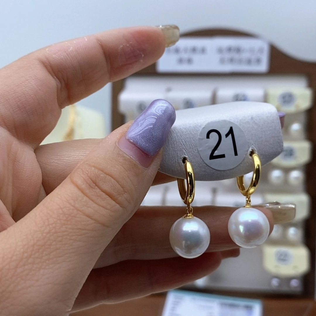 银S925镶嵌淡水珍珠耳饰