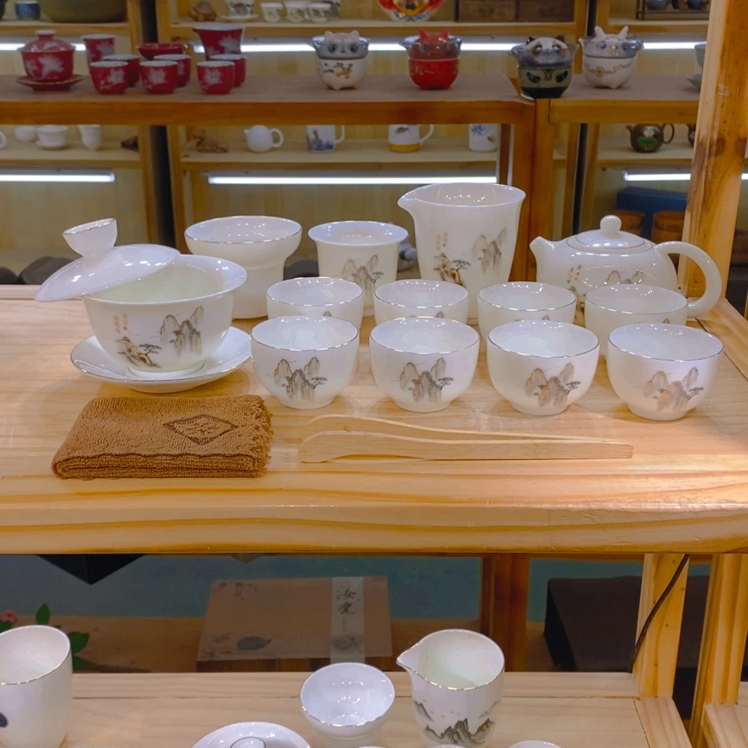 【不止】羊脂玉瓷茶具套装