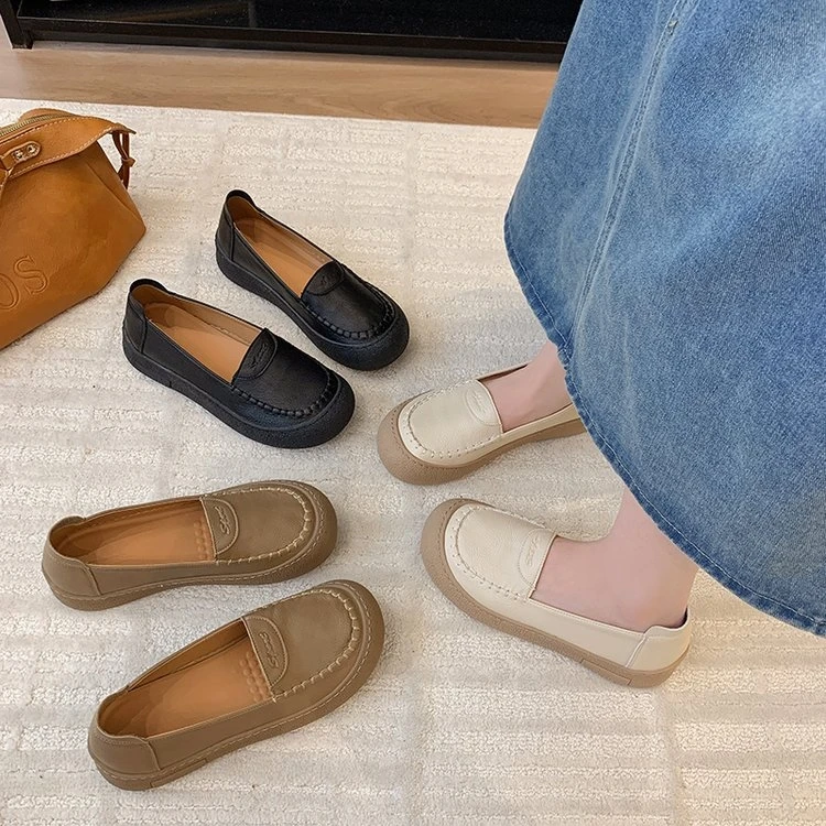 秋季休闲豆豆鞋乐福鞋春秋英伦风平底鞋鞋子软底复古百搭