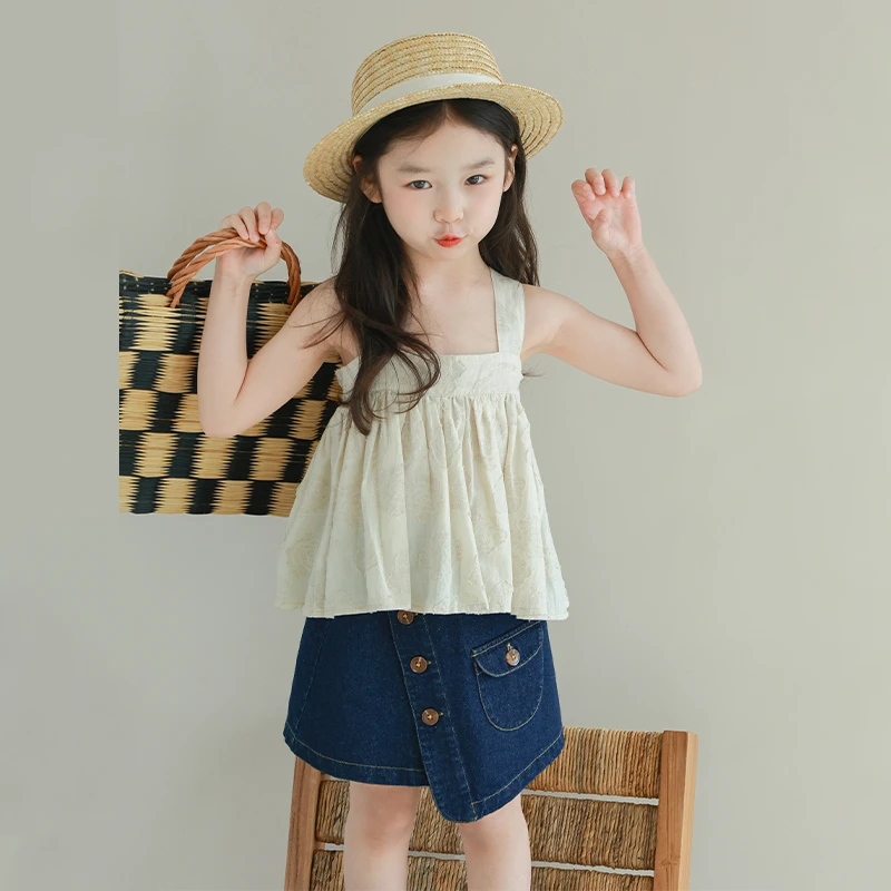 utouto大耳象女童暗花纹吊带小衫2024夏季新款女孩2303669