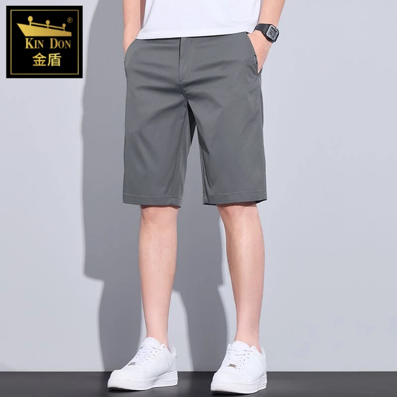 金盾夏季薄款冰丝五分西装中裤休闲短裤男士宽松外穿裤子夏天半截