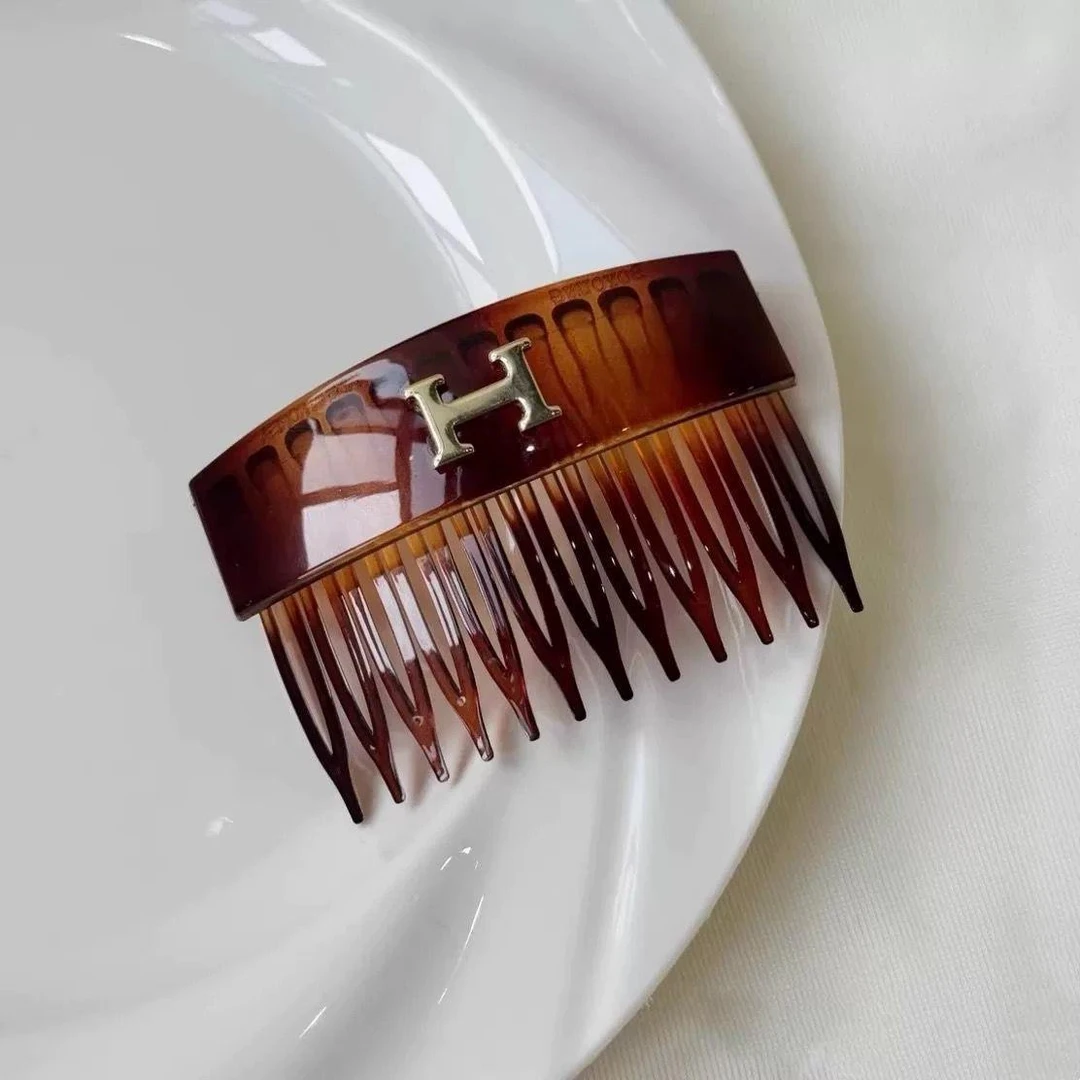 碎发整理发梳头饰韩国时尚字母H倒插梳女2025新款前额刘海后脑勺