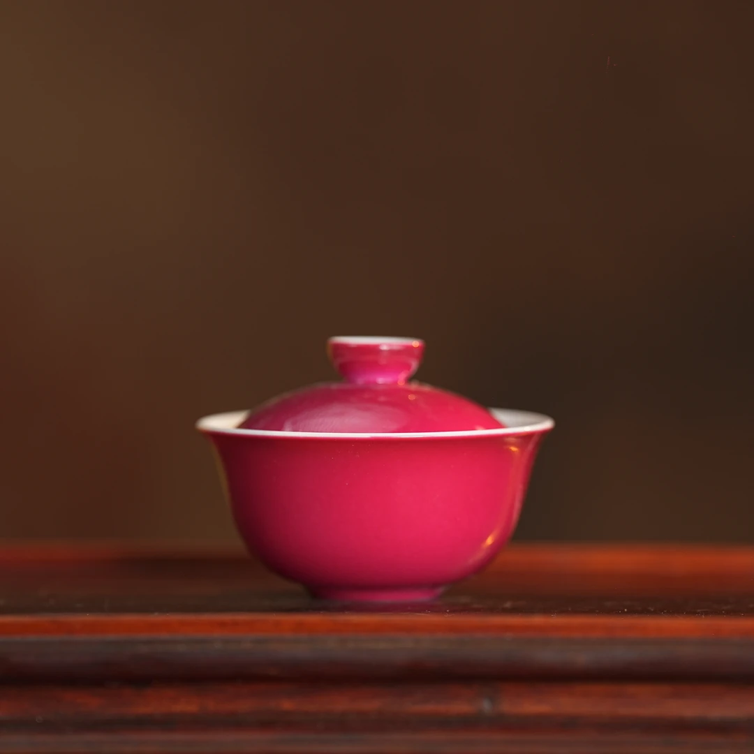雅同集丨胭脂红盖碗 80ML 景德镇泡茶器具网红款轻奢一人喝茶茶具