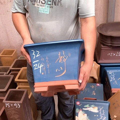 紫砂花盆手工艺品