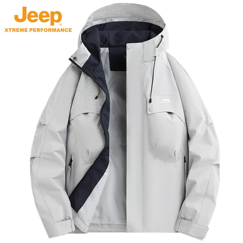 JEEP/吉普新款三合一冲锋衣户外男女款春秋连帽防风防水夹克外套