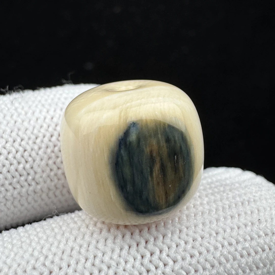 J6472天然猛犸牙 蓝皮老型珠15.4*14mm 支持鉴定 假一罚四