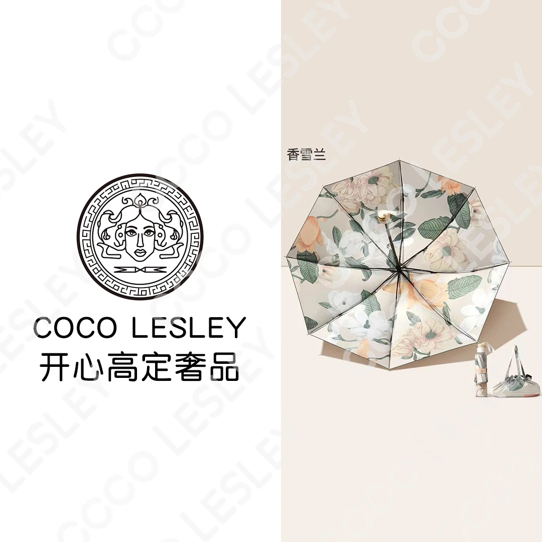 COCO LESLEY  新中式双层双面双花伞复古油画轻奢国风黑胶防晒伞