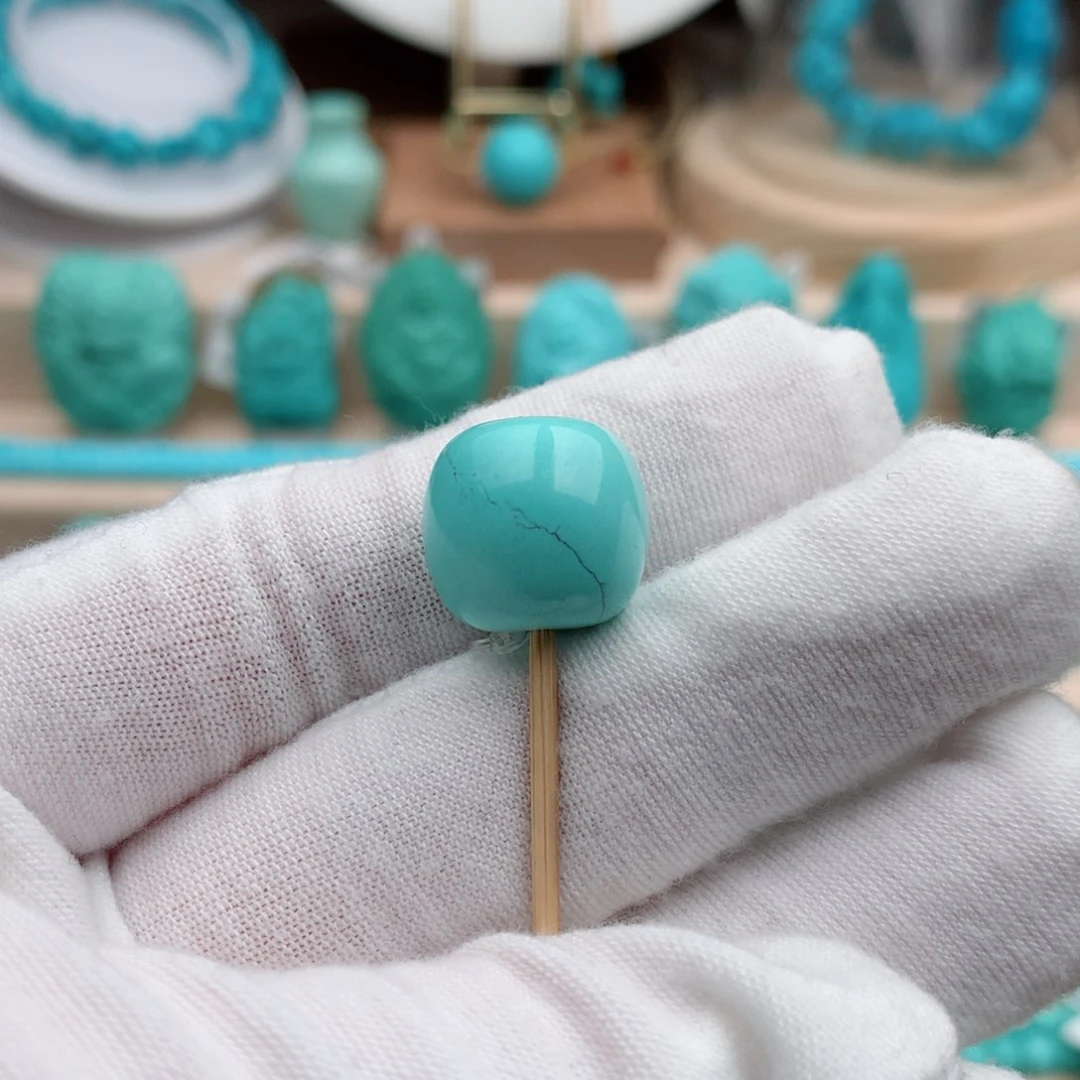 绿松石珠宝奇石未镶嵌14.5mm