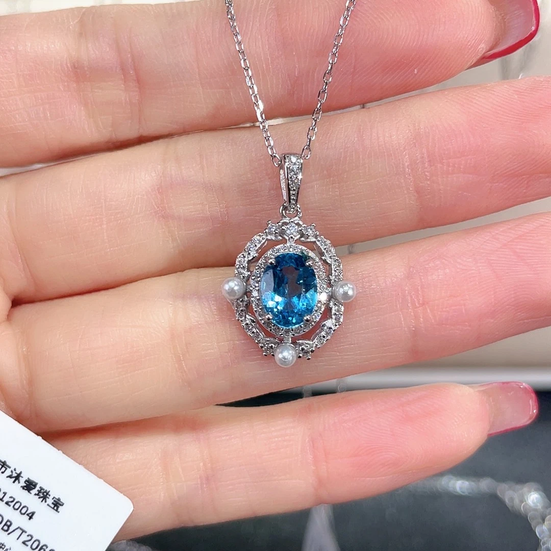 托帕石颈饰银S925镶嵌