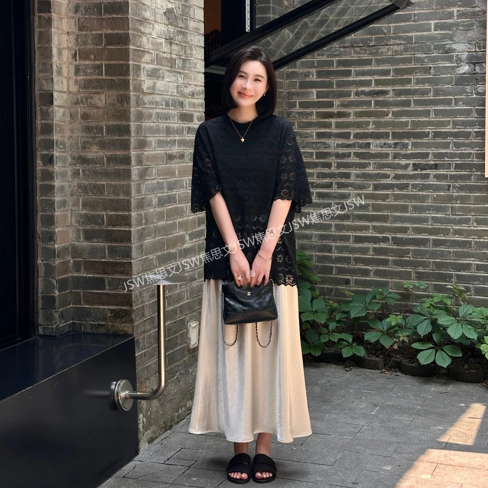 大促福利 时尚休闲宽松百搭镂空钩花短袖上衣25430Y10