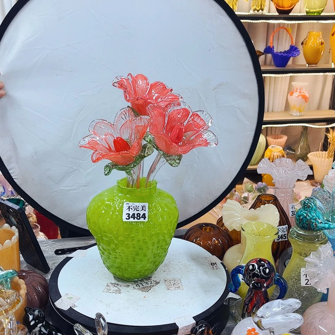 3花+1瓶家悦美居琉璃摆件不完美