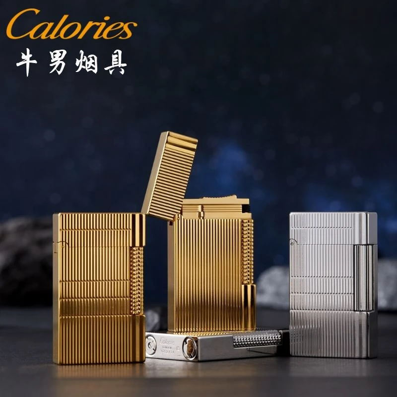 calories卡路黄铜朗声侧滑充气火机经典盖茨比创意个性商务礼品男