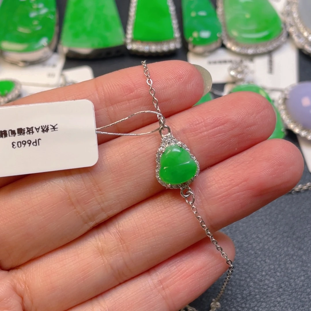 翡翠银S925镶嵌吊坠(不含链)