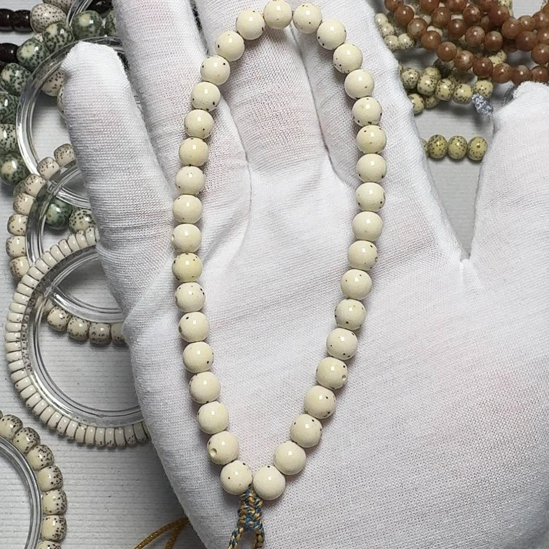 手串星月菩提原生态石玉料卡7圆大留白手持