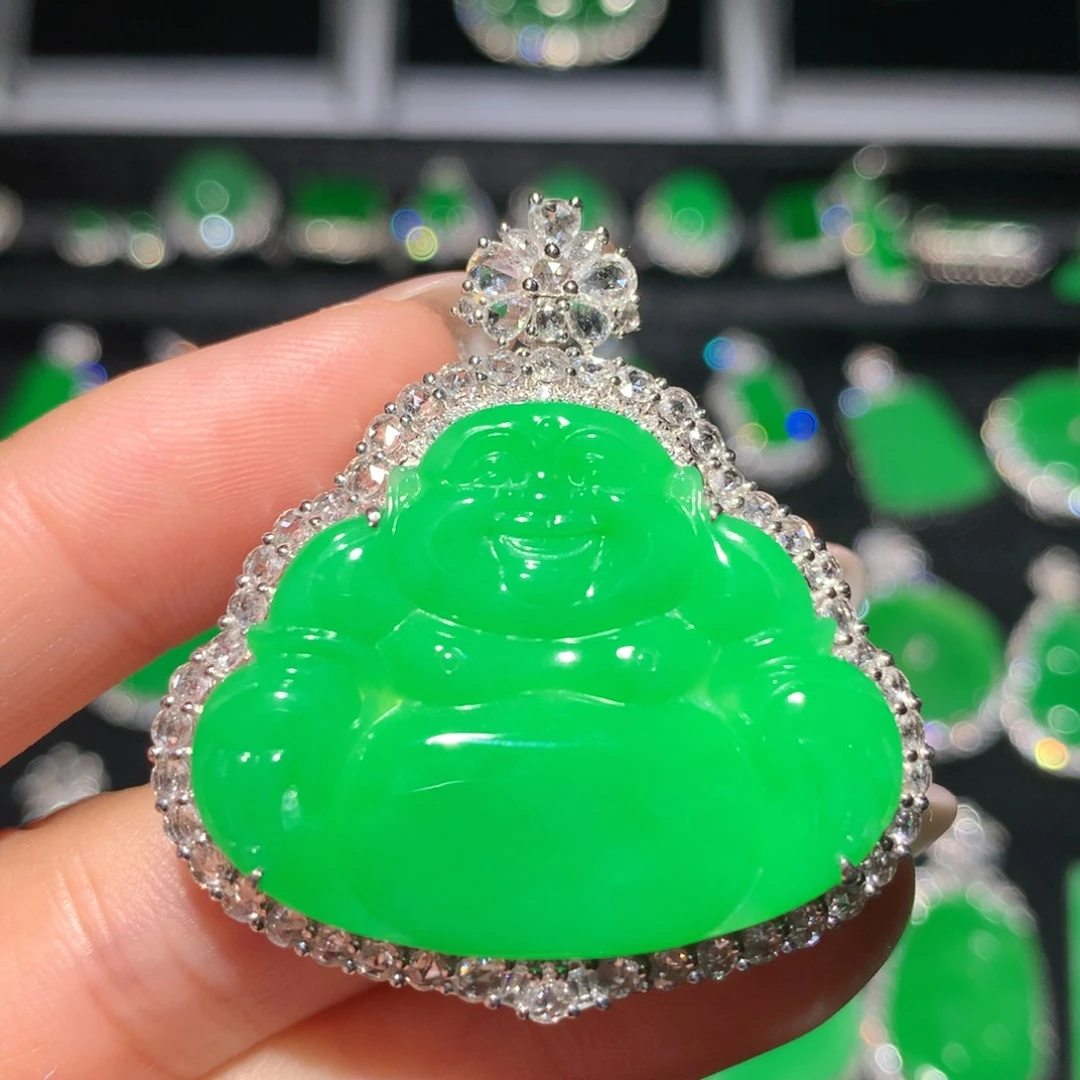 翡翠18K金镶嵌吊坠(不含链)翡翠