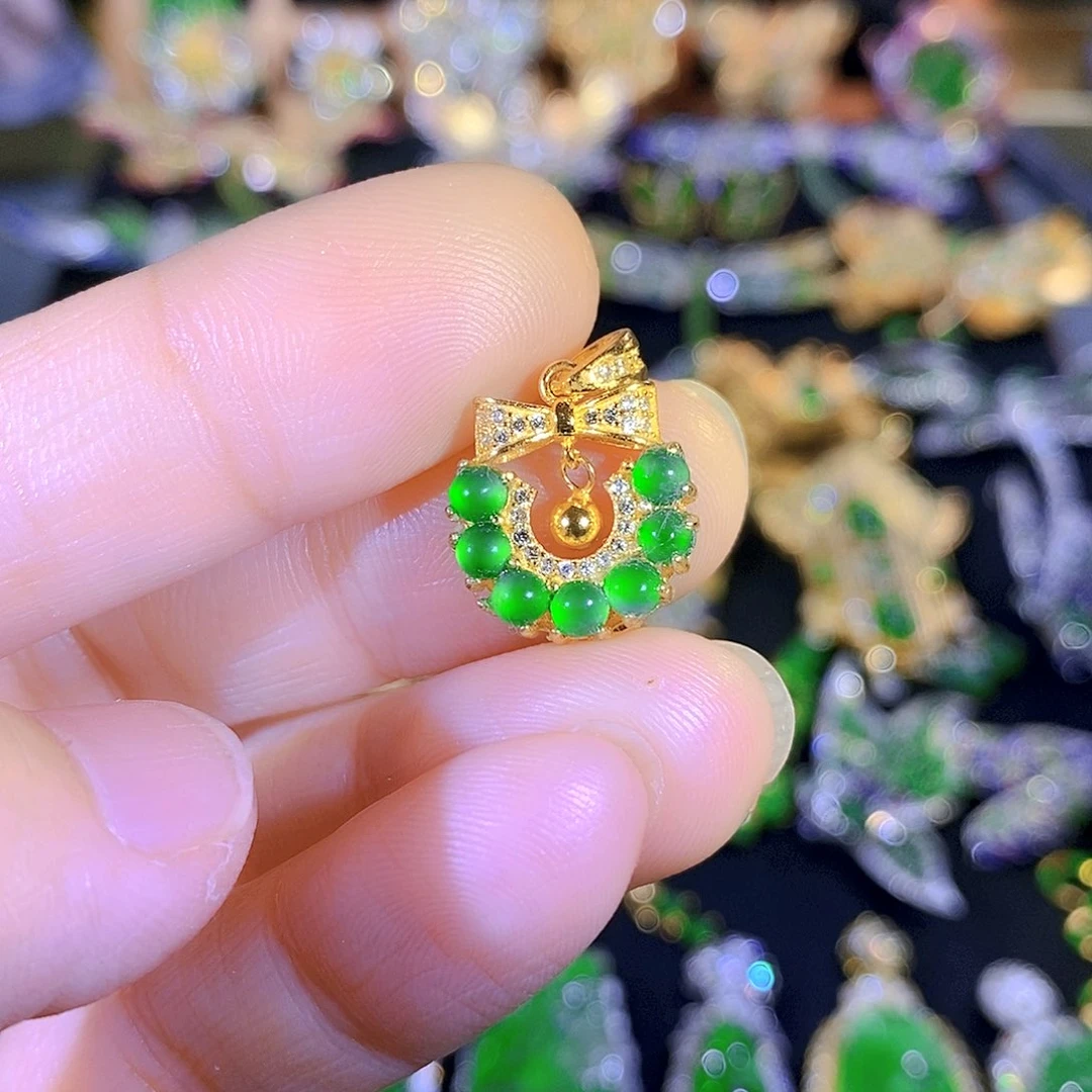 颈饰银S925镶嵌翡翠