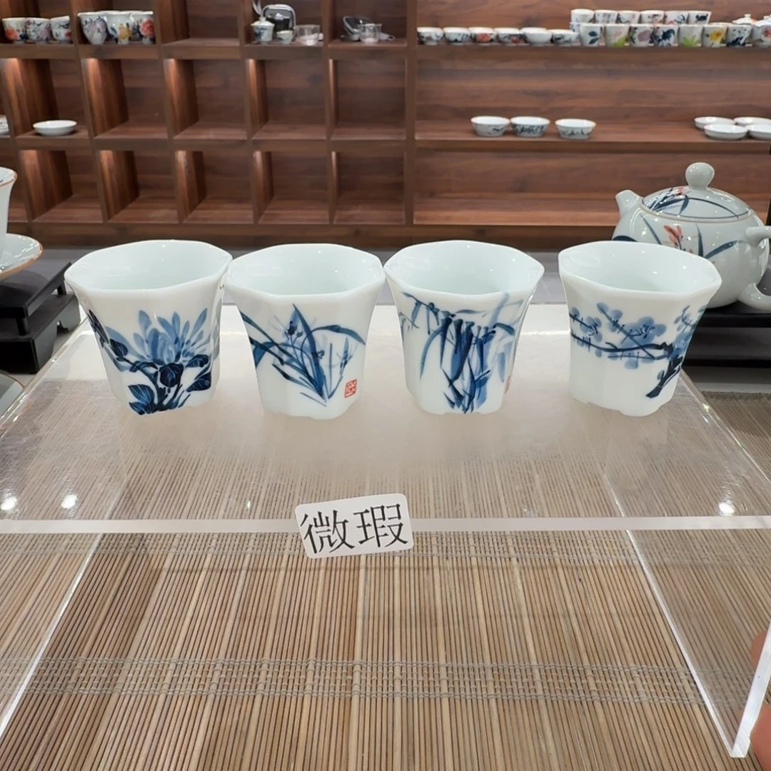 釉下手绘茶具微瑕