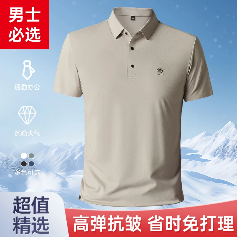 夏季大气翻领半袖短袖休闲通勤T恤春polo简约薄款短袖男士