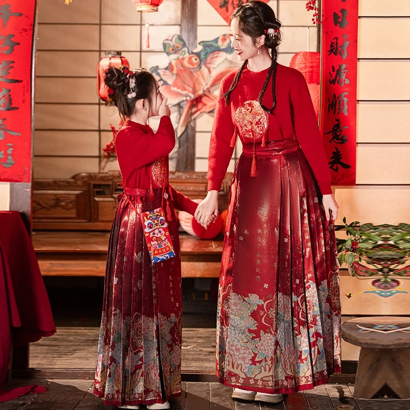 中大童马面裙套装秋冬装古风裙子女童古装裙子加厚208