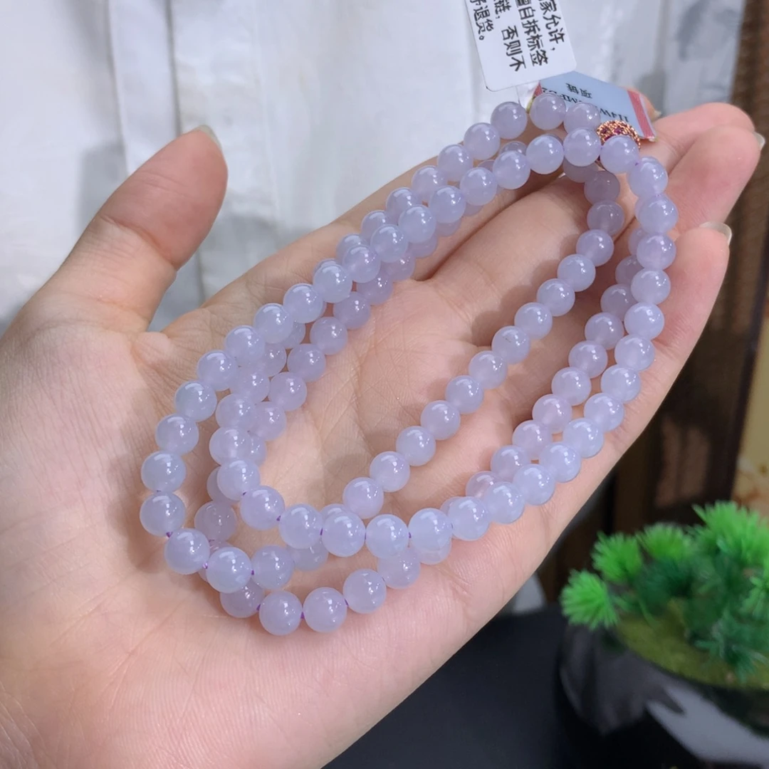 未镶嵌手串翡翠卡6.0冰润胶淡紫底