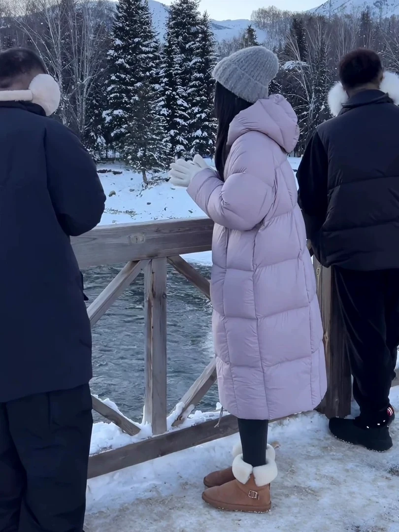 韩版高级感加厚连帽95白鸭绒羽绒服新款时尚中长款羽绒服3