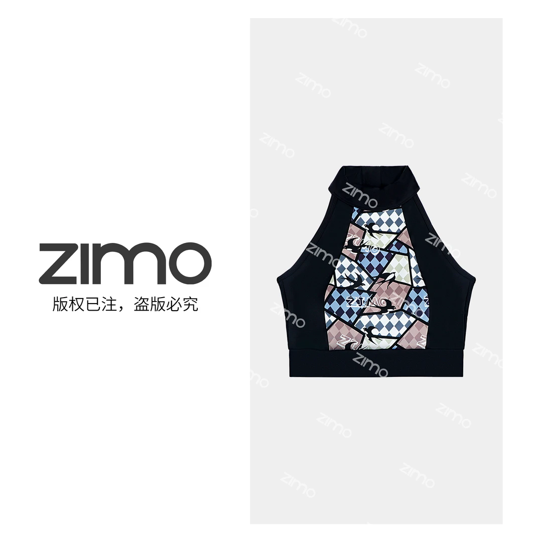 后拉链背心式文胸燕子YFWX014-zimo-高端瑜伽健身瑜伽服健身服