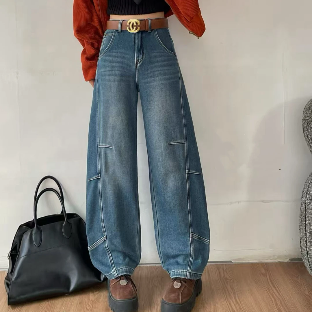 密密绒加厚款式随机阔腿牛仔裤（140-150斤）