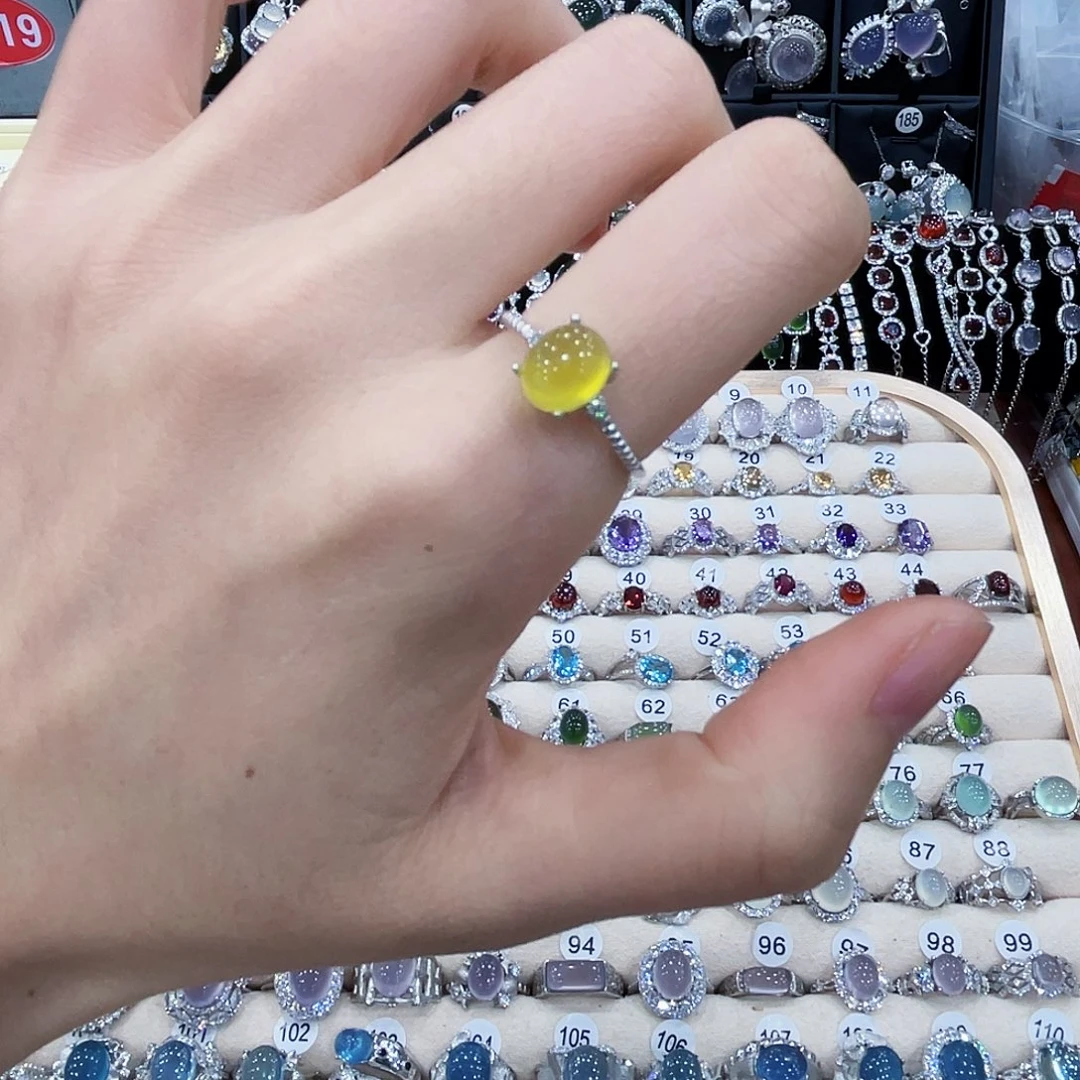 蛇纹石玉银S925镶嵌戒指戒指