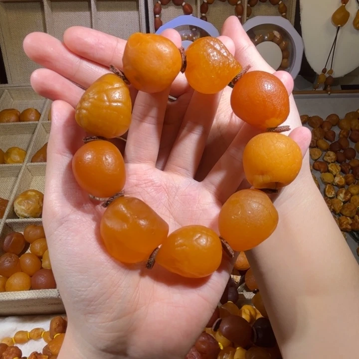 琥珀未镶嵌手链蜜蜡海漂手持