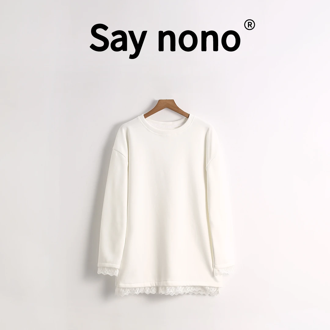 1懒猫nono│Saynono 韩版白色蕾丝花边打底衫内搭上衣 /DZMZ98085