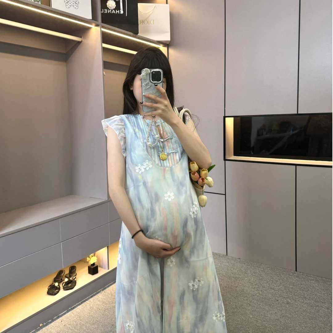 【清！】孕妇装夏款早春新款刺绣扎染高级感穿搭裙子外穿