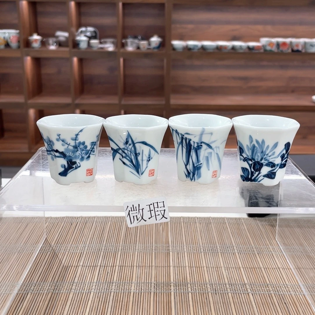 釉下手绘茶具微瑕