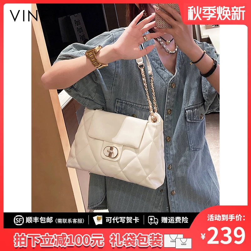 Viney真皮包包2025高级单肩轻奢斜挎链条包生日礼物送女友送老婆