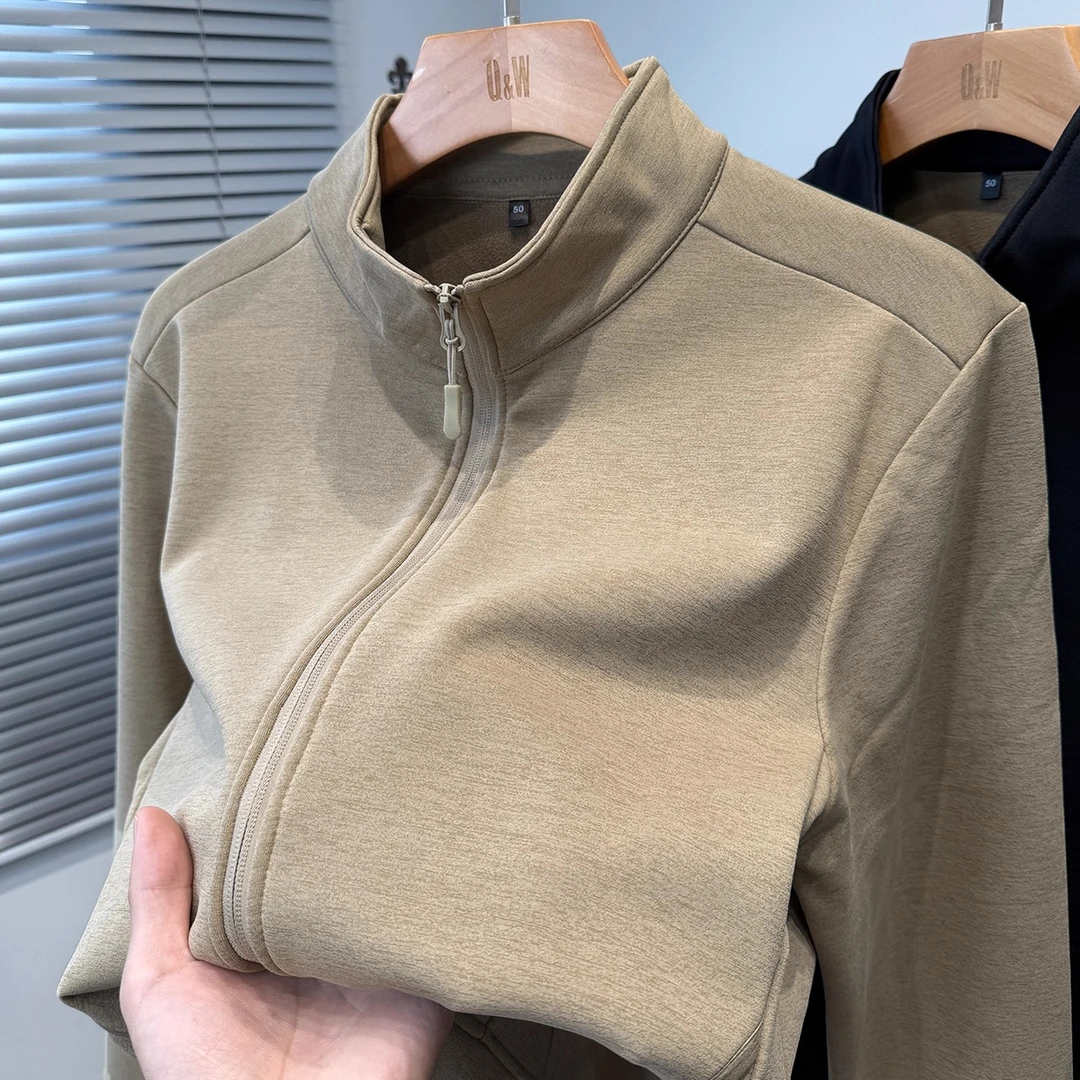 摇粒绒男士外套秋冬款加绒加厚户外运动休闲立领保暖夹克高级外套