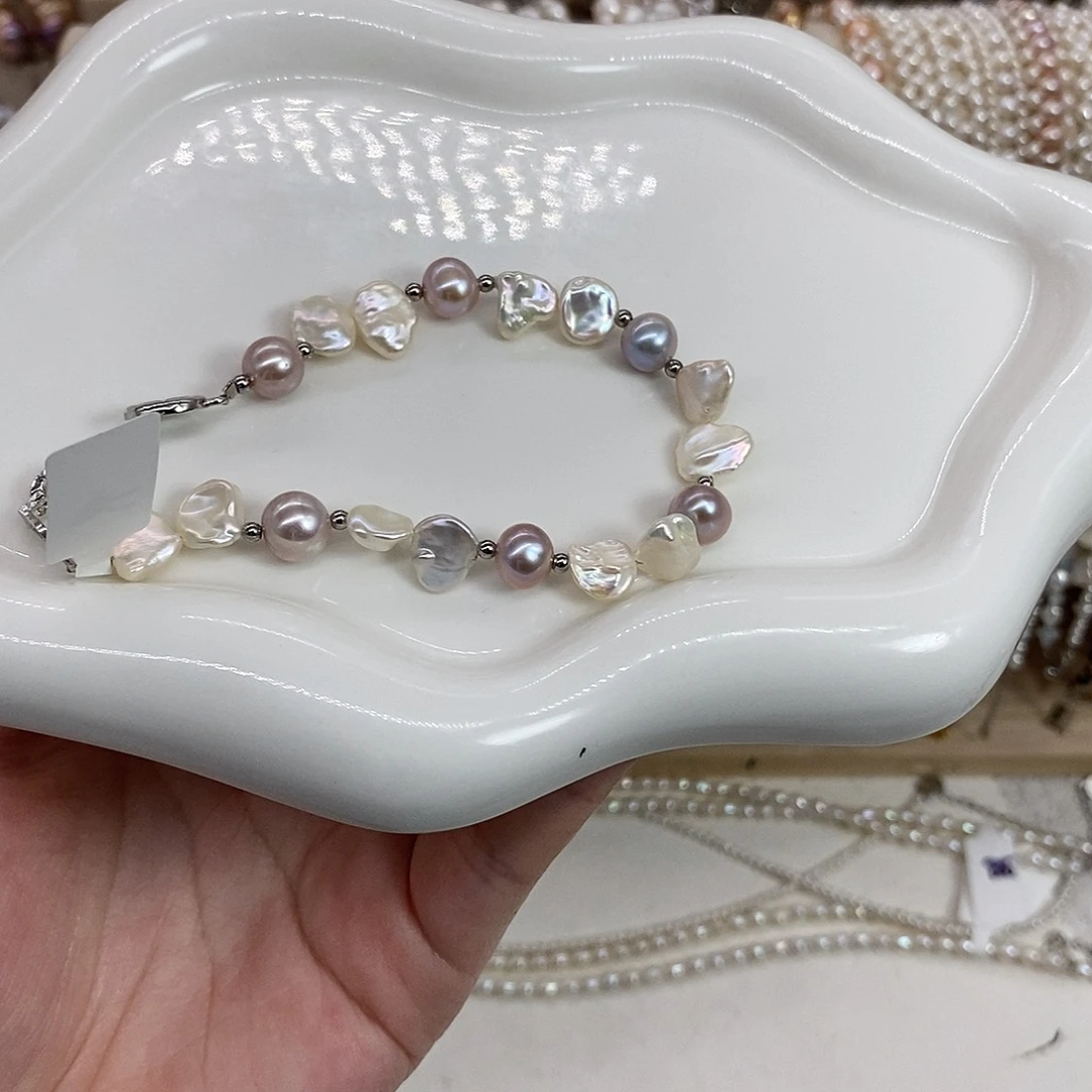 淡水珍珠耳饰银S925镶嵌