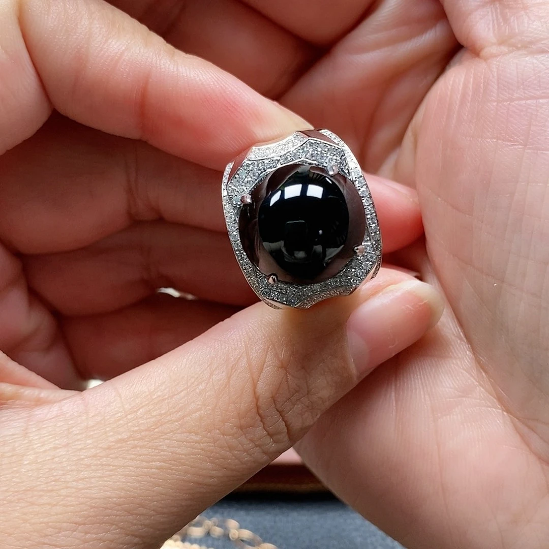 翡翠戒指18K金镶嵌微*