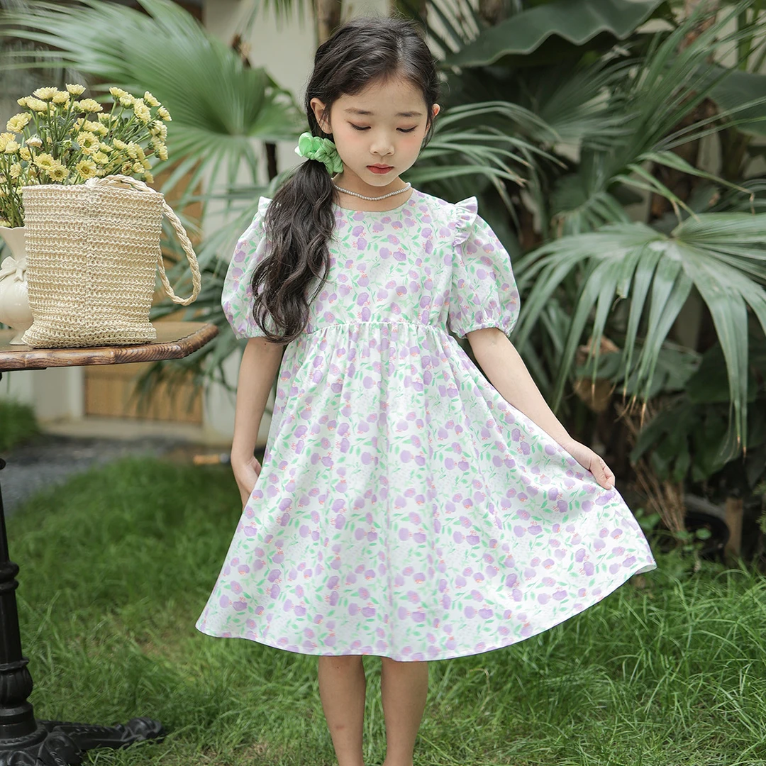 F089   童装紫色连衣裙TD520206