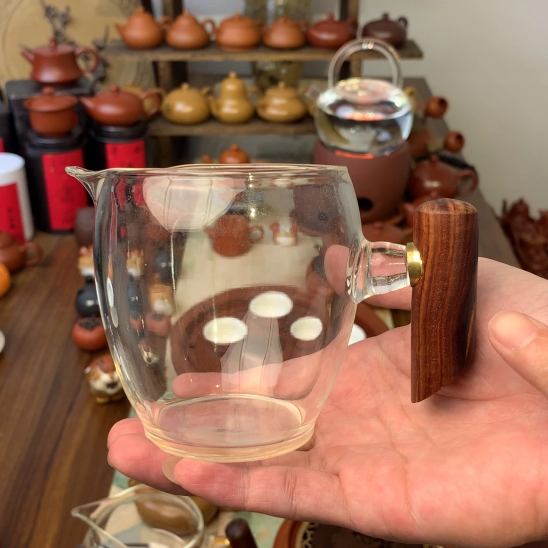 高端公道杯实木把手高款