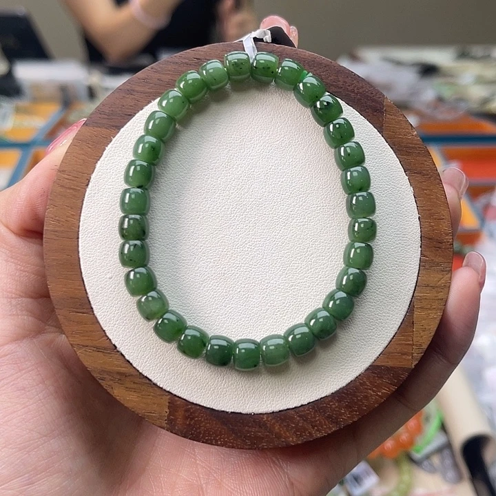 和田玉未镶嵌手串A72卡6.5