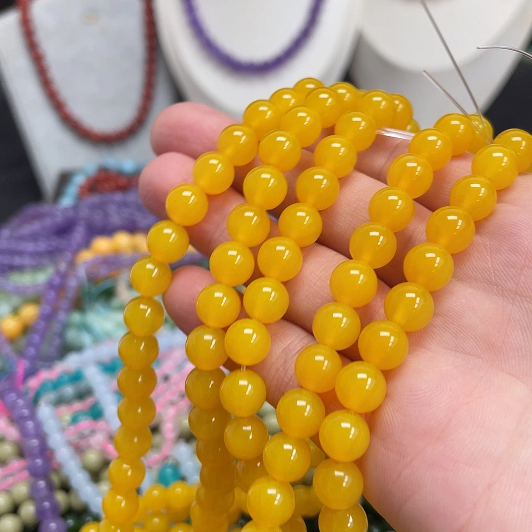 玛瑙/玉髓未镶嵌半成品黄玛瑙8m散珠