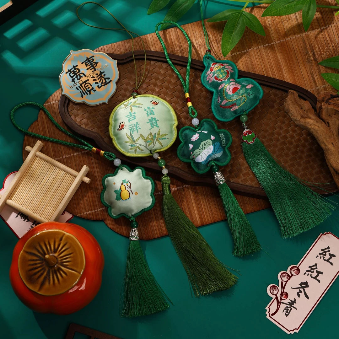 端午节香包挂件绿色国风荷包香囊配件鲜花礼品diy配饰花艺材料