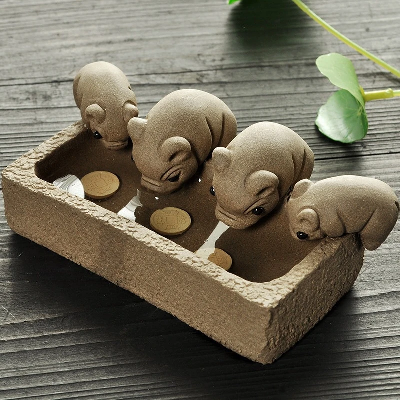 宜兴紫砂茶宠摆件雕塑可养茶玩茶具礼品桌面装饰品生肖猪工艺品