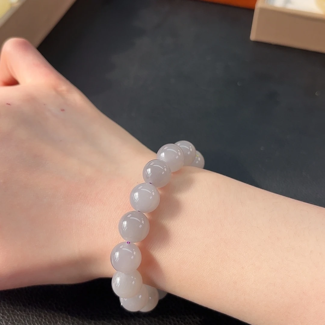 和田玉未镶嵌手串烟紫卡12