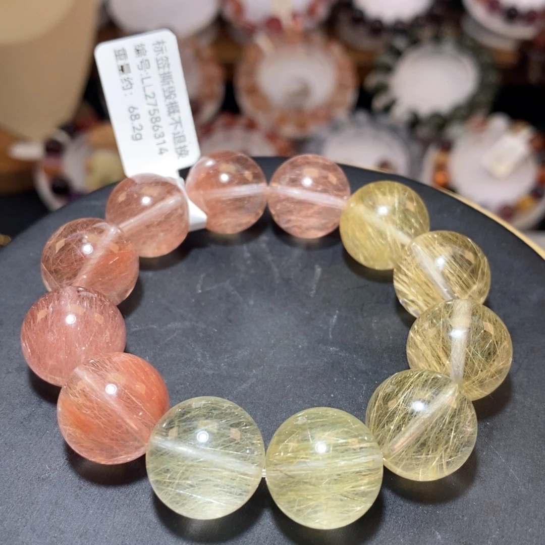 未镶嵌手链水晶F粉绿兔毛16